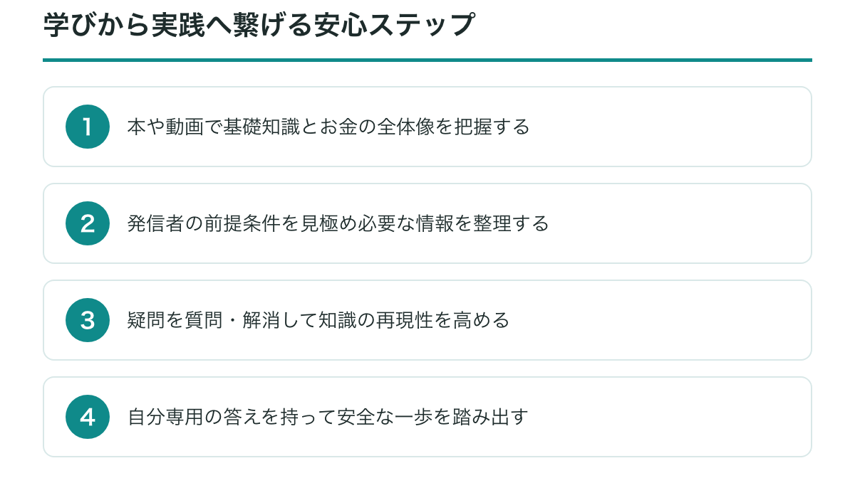 知識のインプットから少額実践までの安心ステップ
