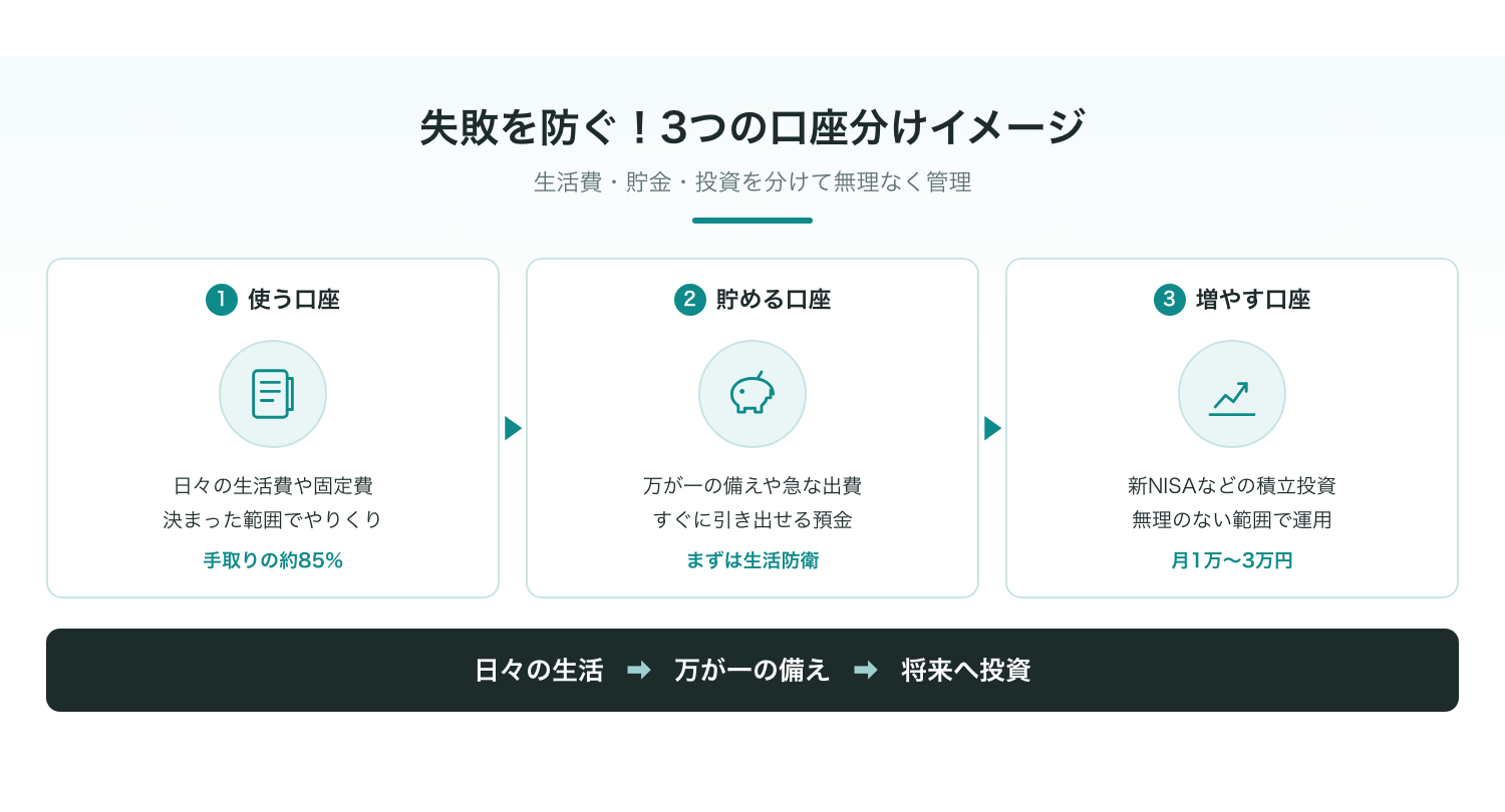 失敗を防ぐ3つの口座分けイメージ