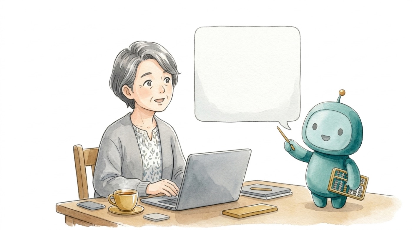 経営者とAIの相棒が、事務仕事の年間コストを見ている