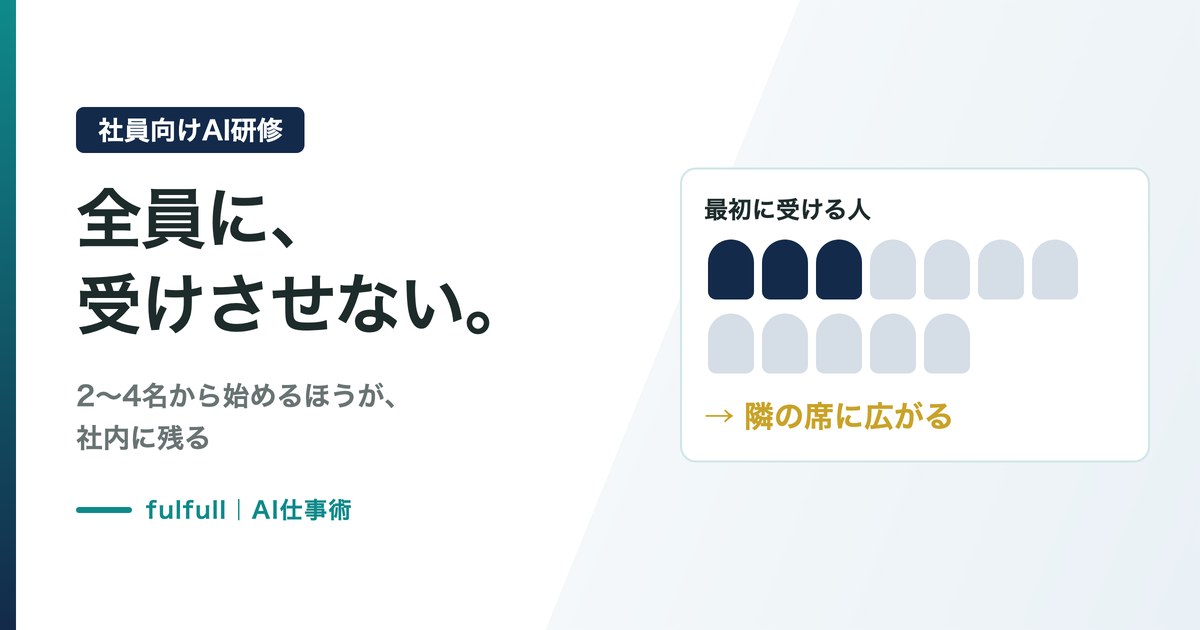 社員向けAI研修は、全員に受けさせない。2〜4名から始める理由