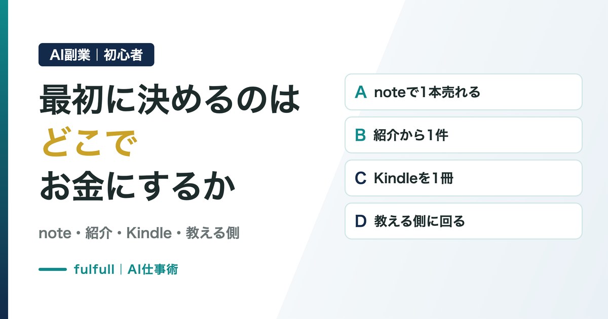AI副業、初心者が最初に決めるのは「どこでお金にするか」